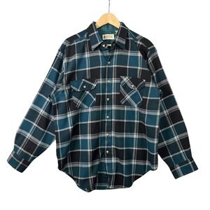 Northwest Territory Men Plaid Flannel Shirt Button Up Long Sleeve Sz Large Green
